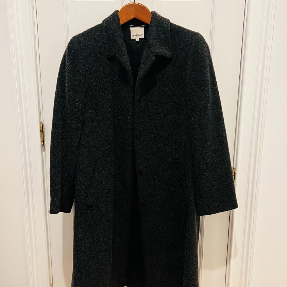 Anne Klein II Vintage Charcoal Wool & Mohair Long OverCoat Coat Size 12